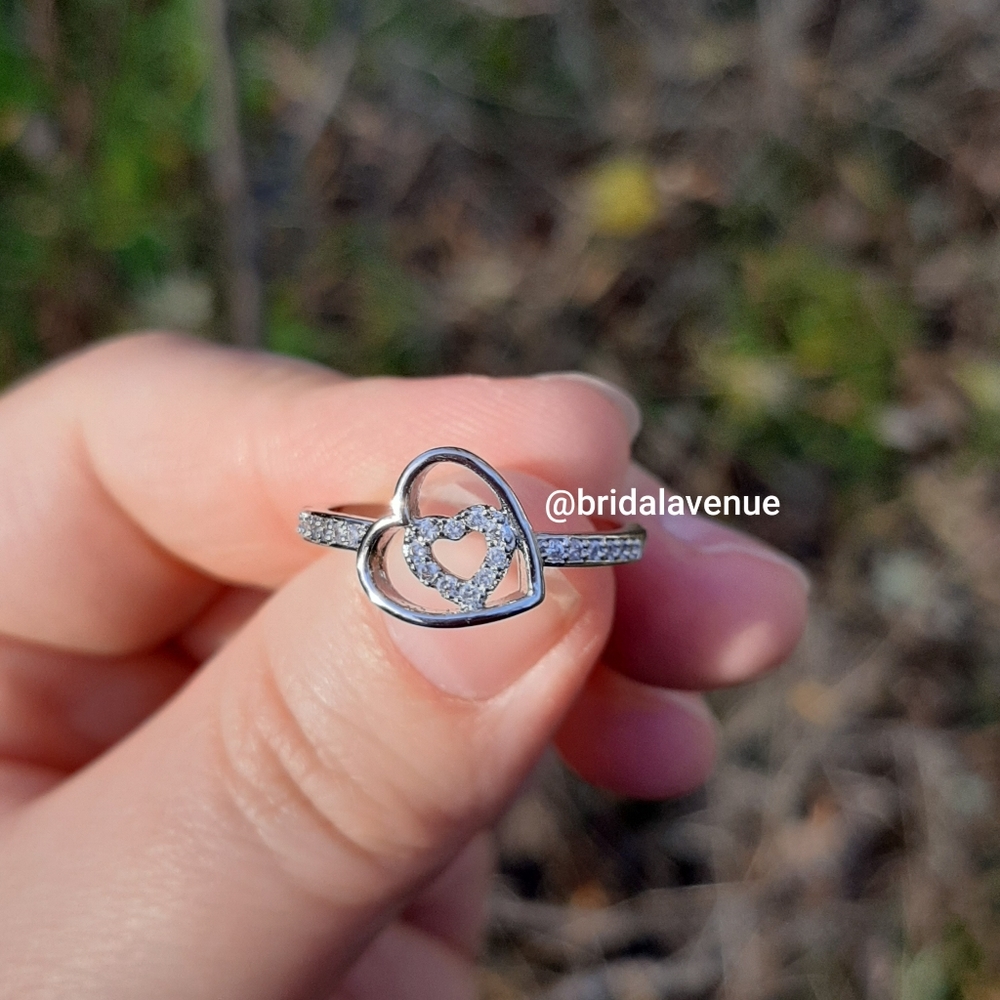 New Silver Fashion Ring Love white sapphire - Picture 4 of 5